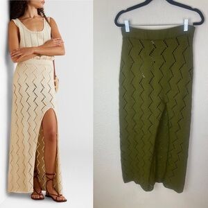 NWT Savannah Morrow Lauryn Pointelle-Knit Crochet Skirt, size Medium